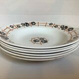 Six anciennes assiettes creuses faïence année 30 modèle nymphéas