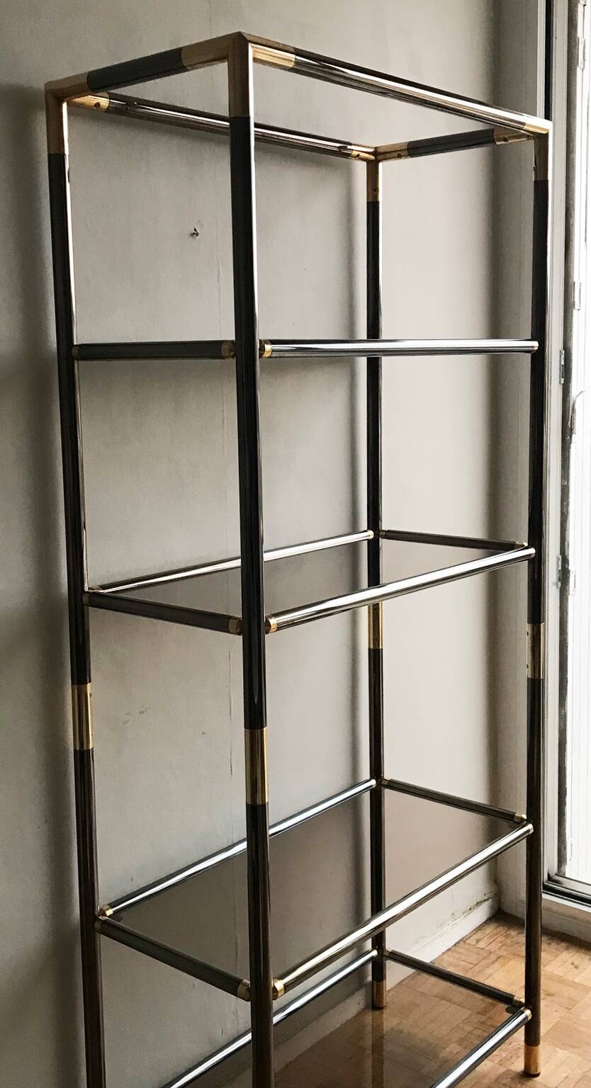 Étagère  en métal et verre - Italie années 1970