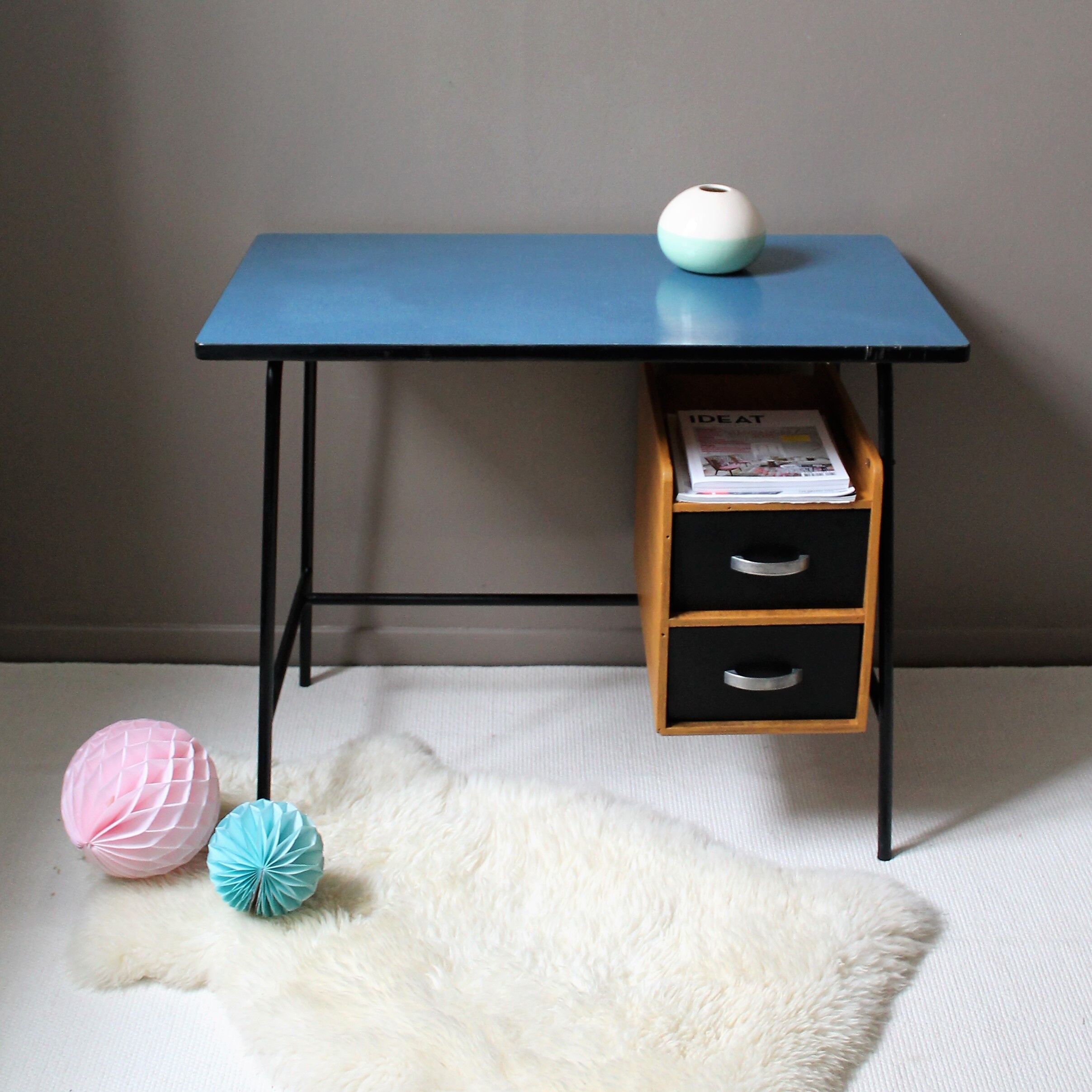 Blue vintage formica office