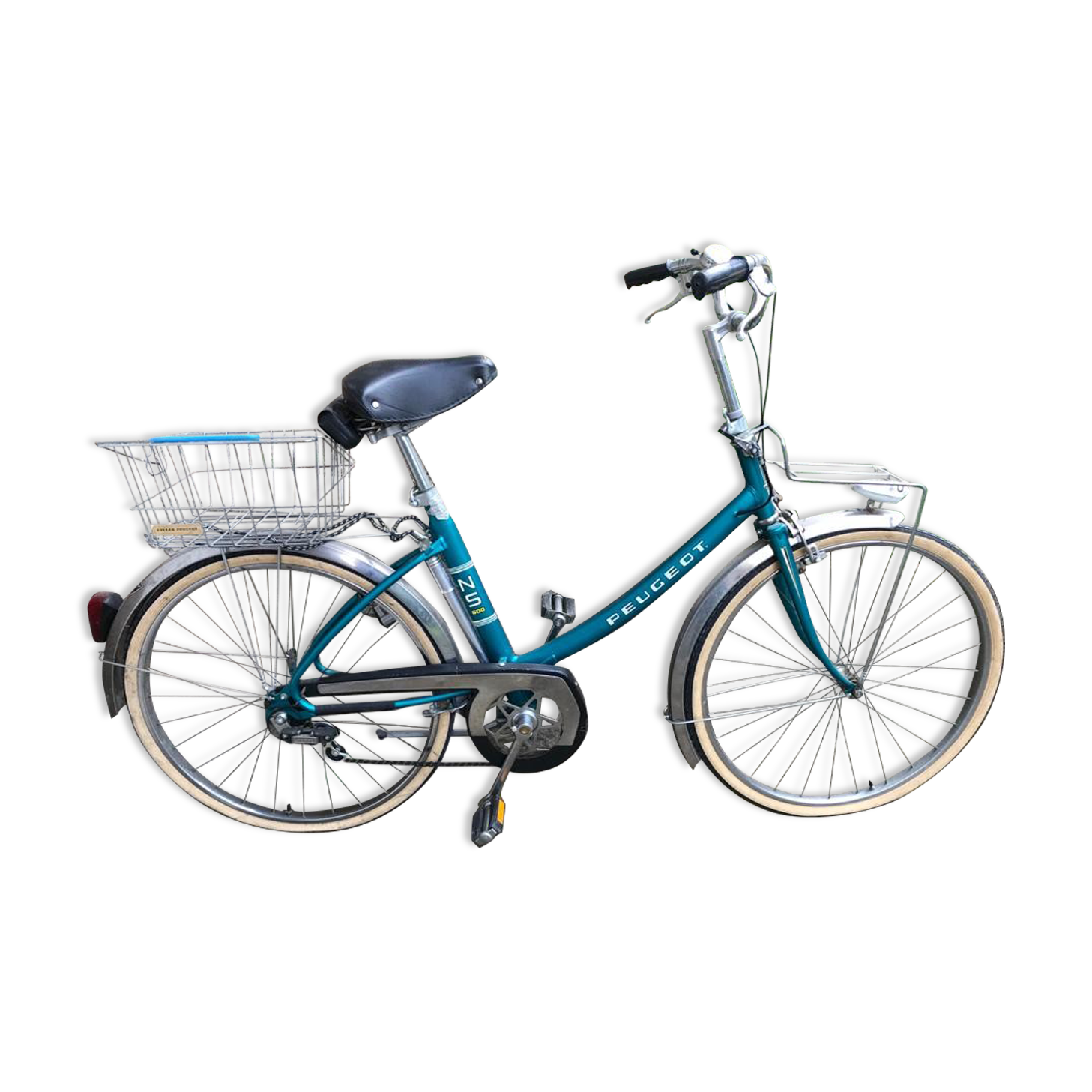 Vintage bike blue green woman brand Peugeot 70s