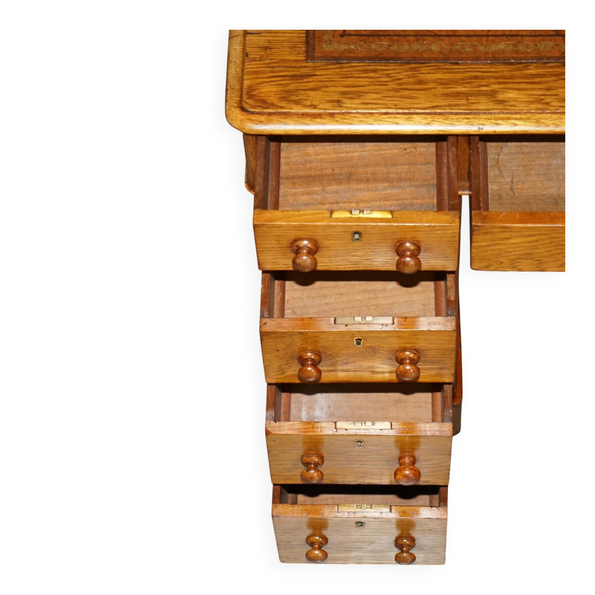 Victorian oak desk with hand-dyed leather.