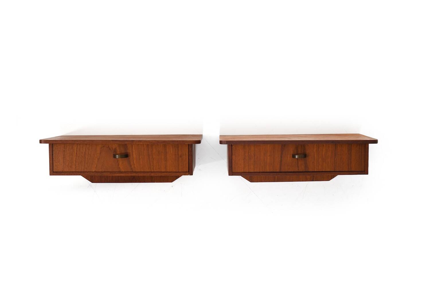 Pair of Wall Mounted Bedside Drawers in Teak