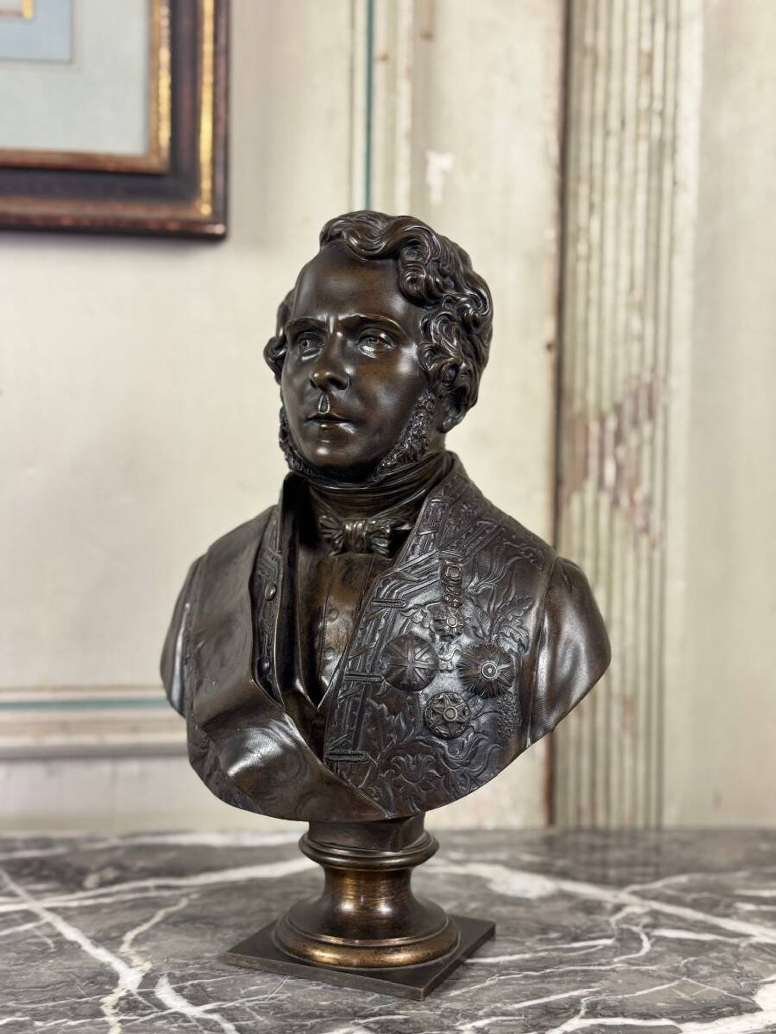 Bronze bust of Admiral Hucos, signed Dubray 1854