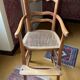 Old wooden children's chair – caned seat – rustic furniture