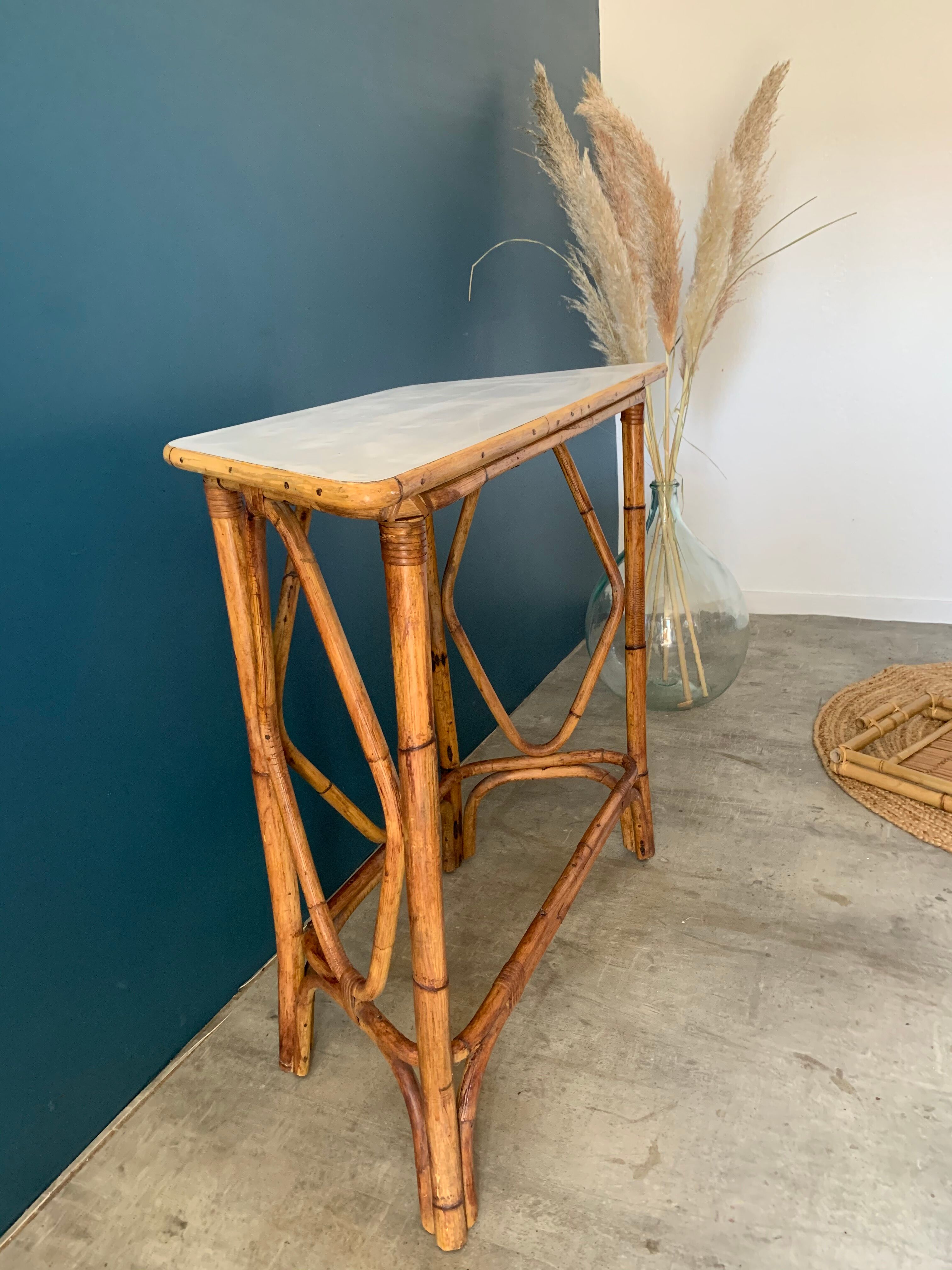 Vintage rattan console