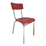 Jacques Hitier Chair 1950 Tubauto Red Bakelite Style Seat