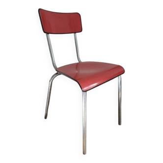 Jacques Hitier Chaise 1950 Tubauto Rouge Assise Style Bakélite