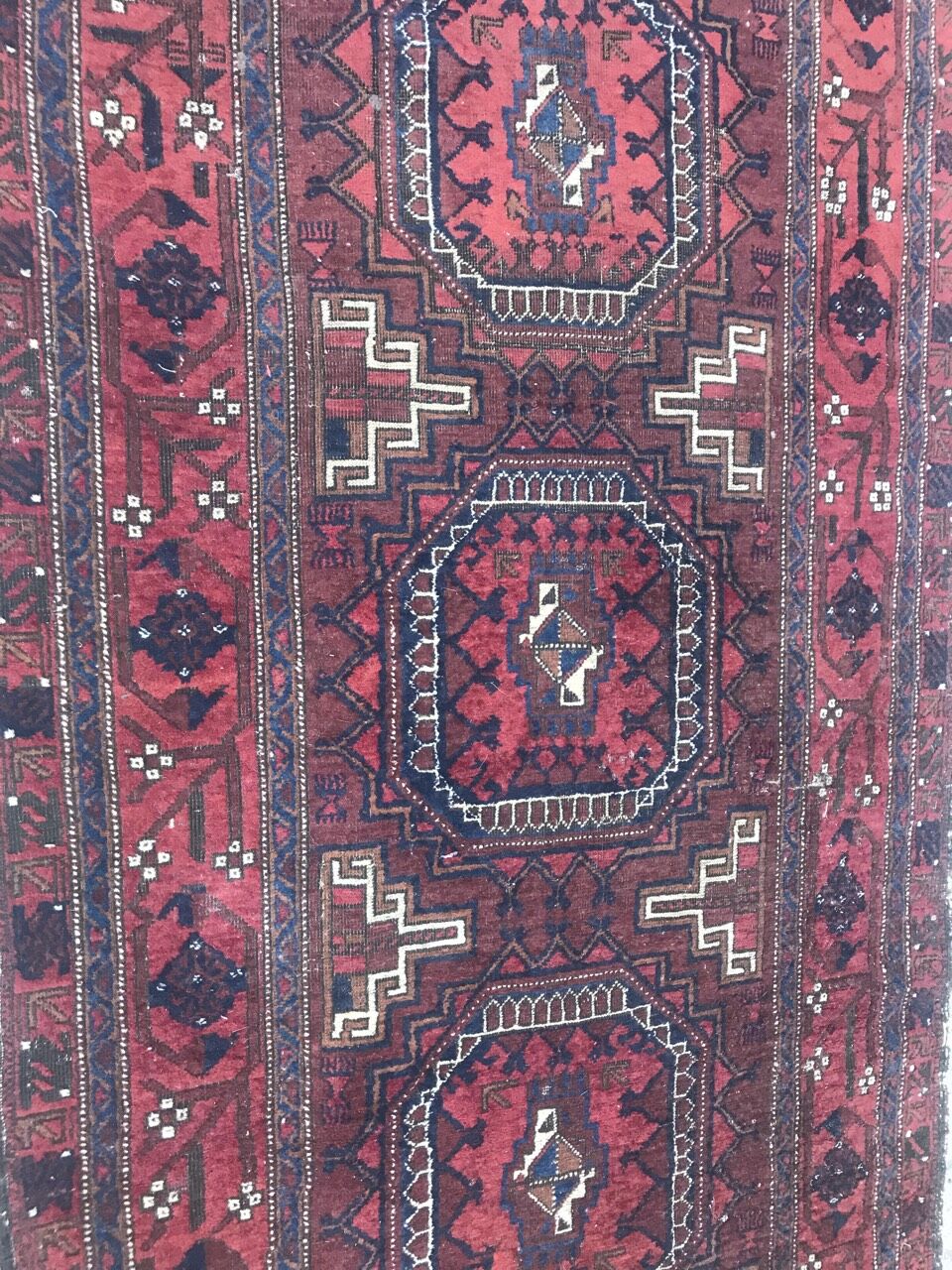 Antique tribal rug turkmen belutch 19th century handmade 104x237 cm