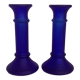 Pair of cobalt blue candle holders