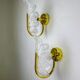 Pair of Italian leaf wall sconces, frosted Murano glass & gilt details, circa 1970s