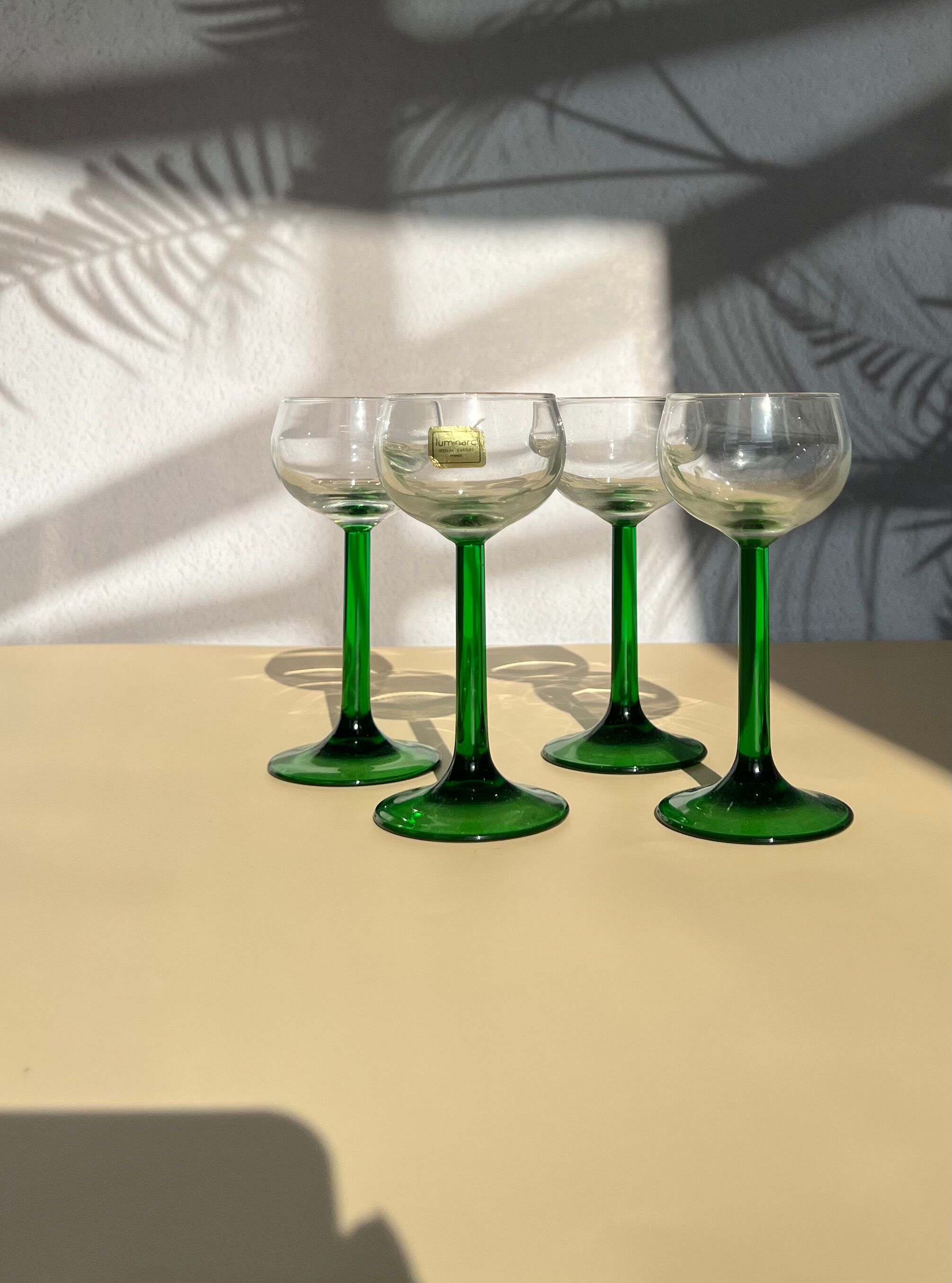 Ensemble de 4 verres à liqueur tiges vertes Luminarc