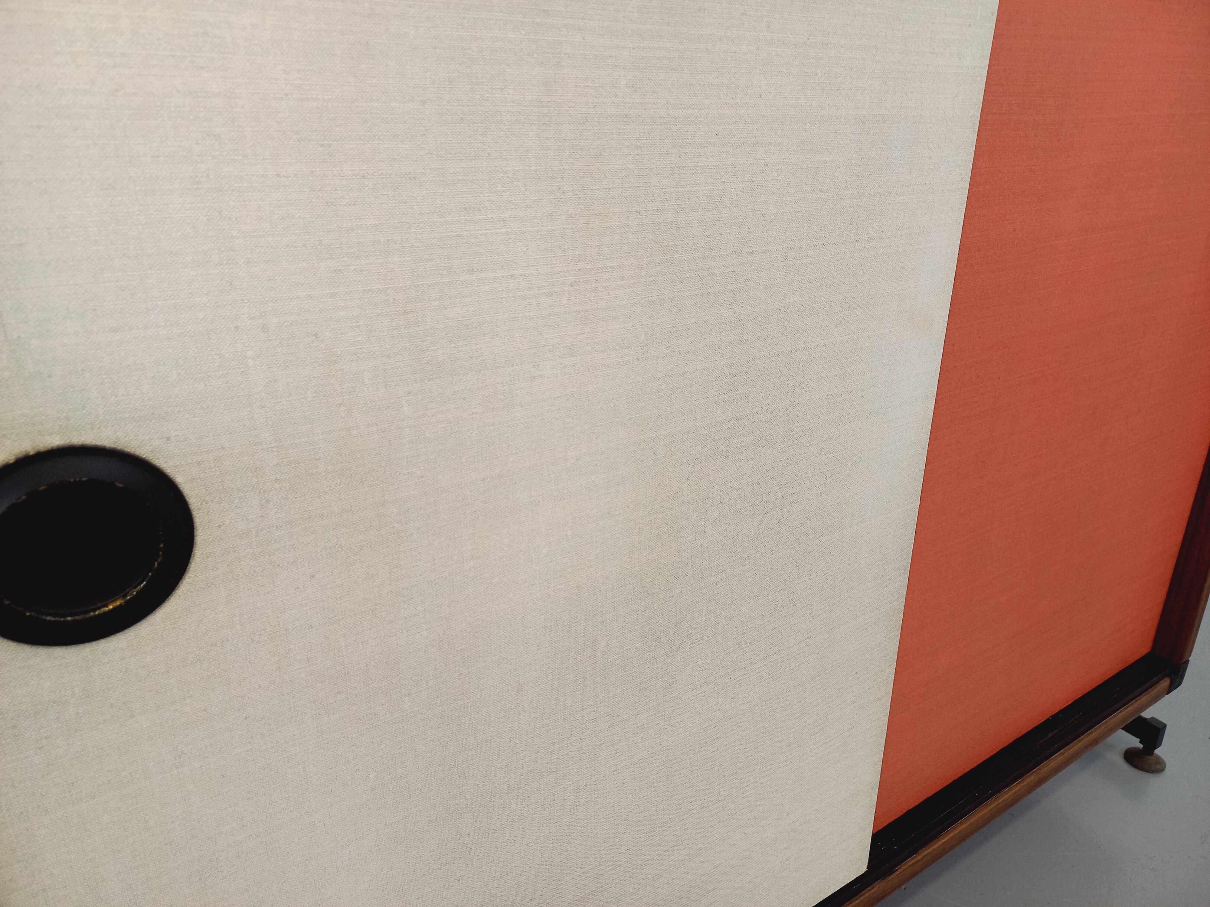 Vintage Italian modular shelving unit in melamine with wood decor