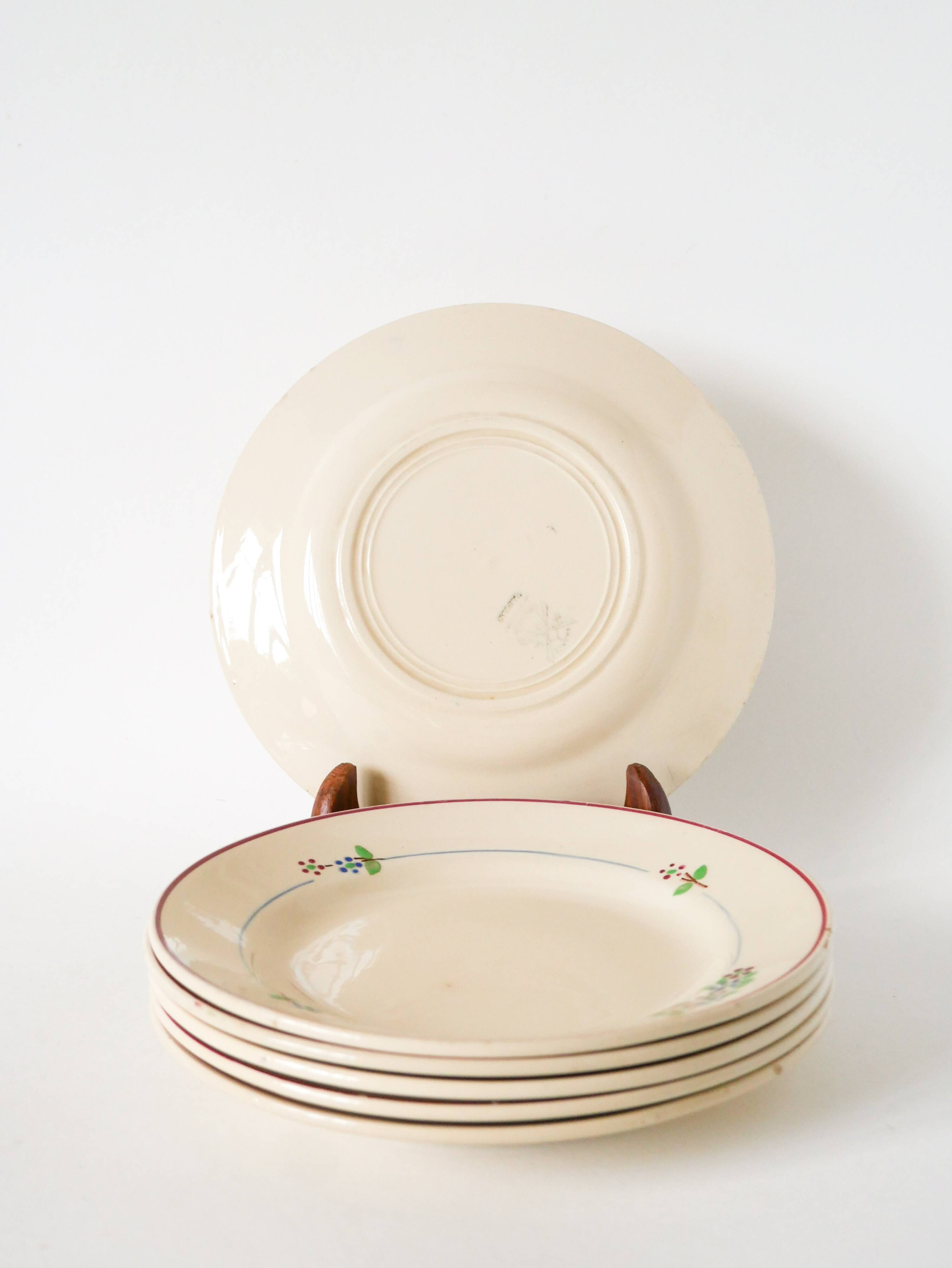 Set of 6 dessert plates Moulin des Loups, Model "Isabelle", 1950