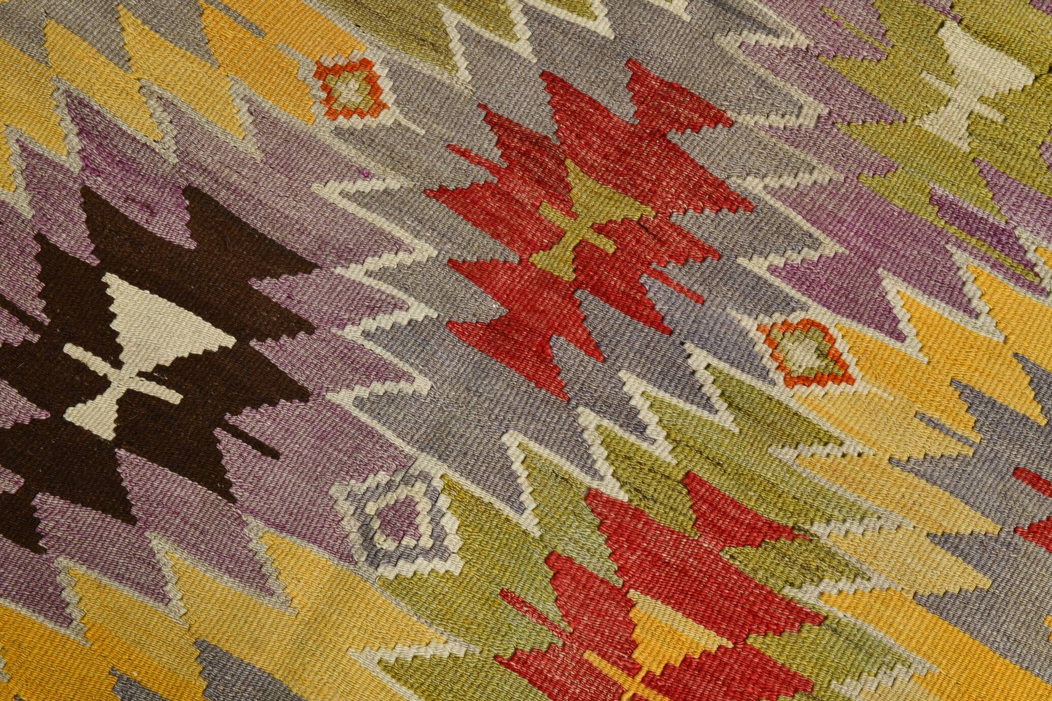 6x10 Tapis Kilim Turc Laine Fait Main, Style Bohème, Motifs Géométriques,