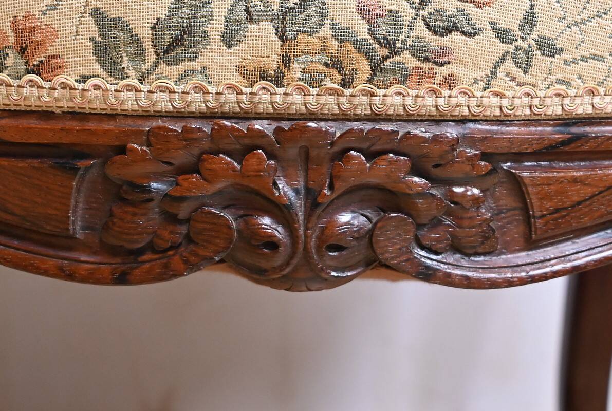 Suite of 4 Rosewood Chairs, Louis XV style, Napoleon III period – Mid-19th century