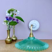 Applique coudée abat-jour vintage en plastique vert