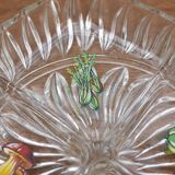 Plateau apéritif vintage en verre compartimenté années 1950