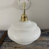 Vintage wall lamp in electrified white opaline to new