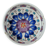Hand painted ceramic ashtray vintage floral pattern blue decoration