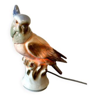Rare gdr perfume lamp in the shape of a parrot, east german porcelain bird