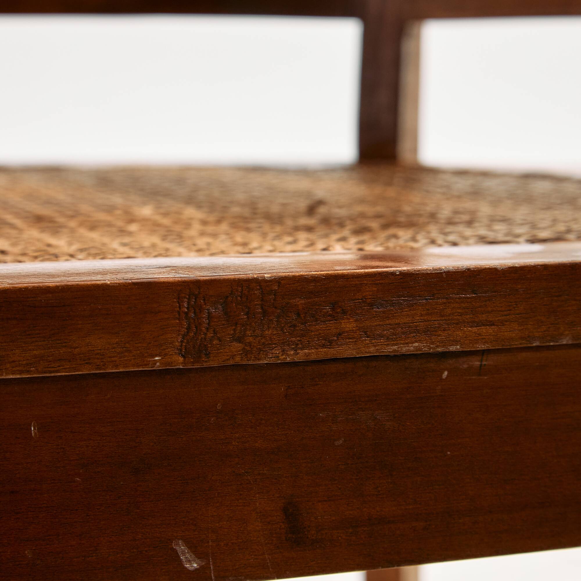 Beech and rattan armchair