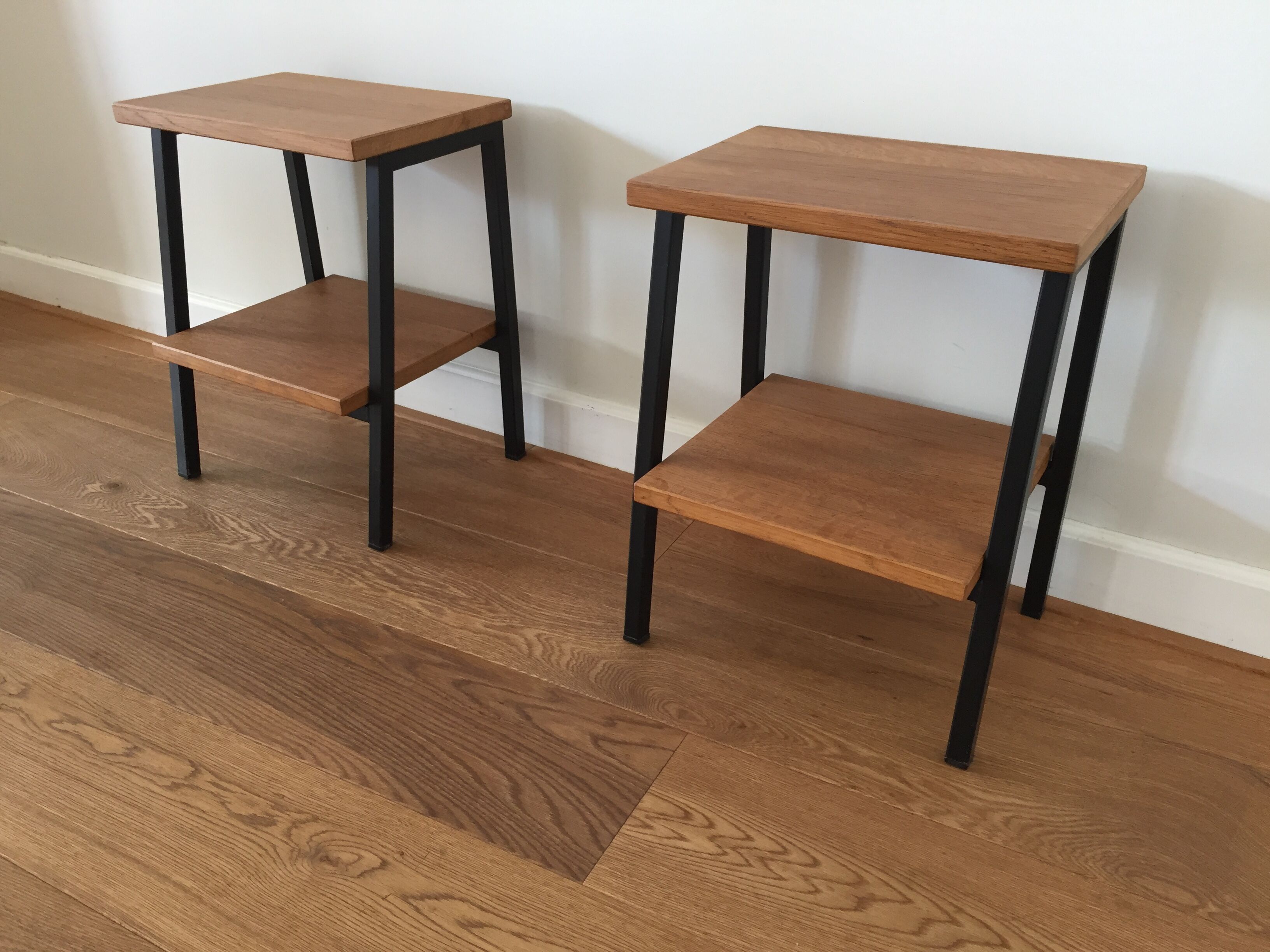 Pair of solid oak bedside tables
