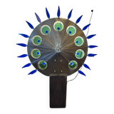 Lampadaire artisanal en laiton, chêne et plexiglas, Pays-Bas, années 1970