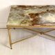Vintage 1970s brass and marble coffee table
