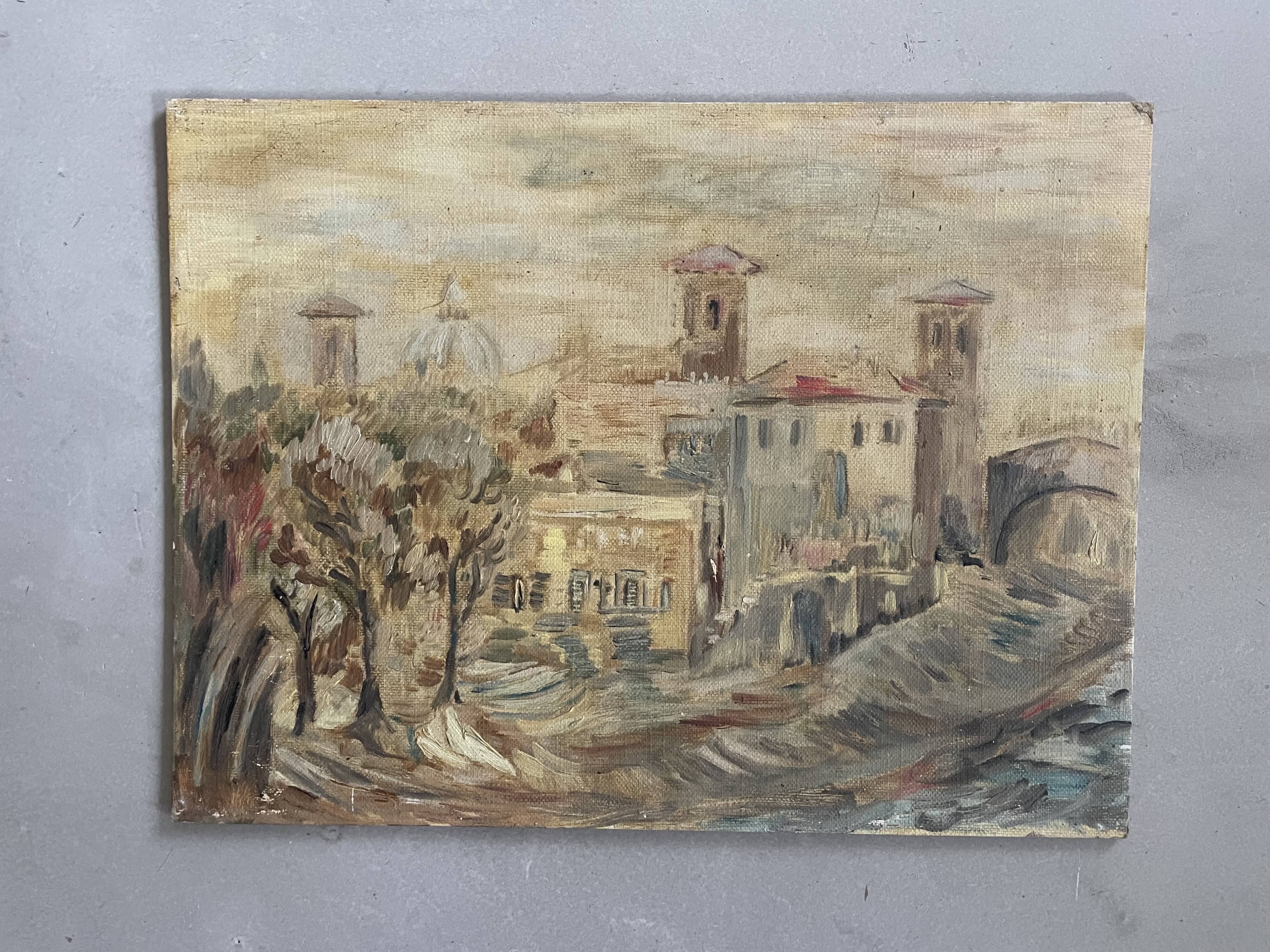 Old painting on cardboard