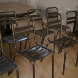 Set of 8 stackable 1950 metal chairs