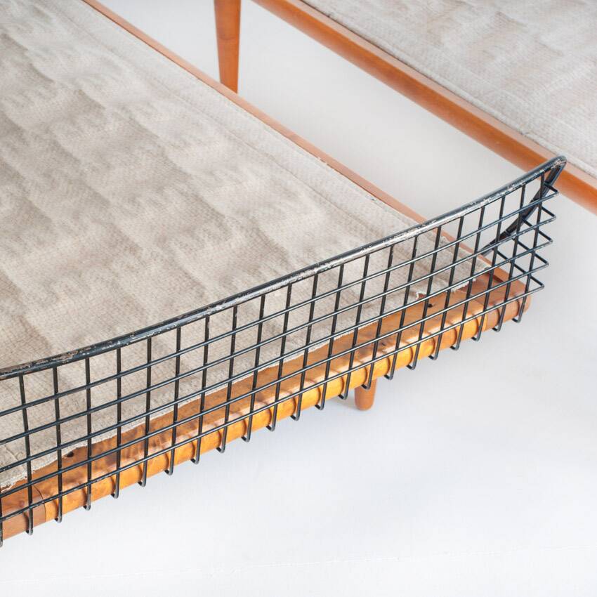 Single bed in teak and iron. Design by Bengt Ruda for Triva. Sweden, 1960s