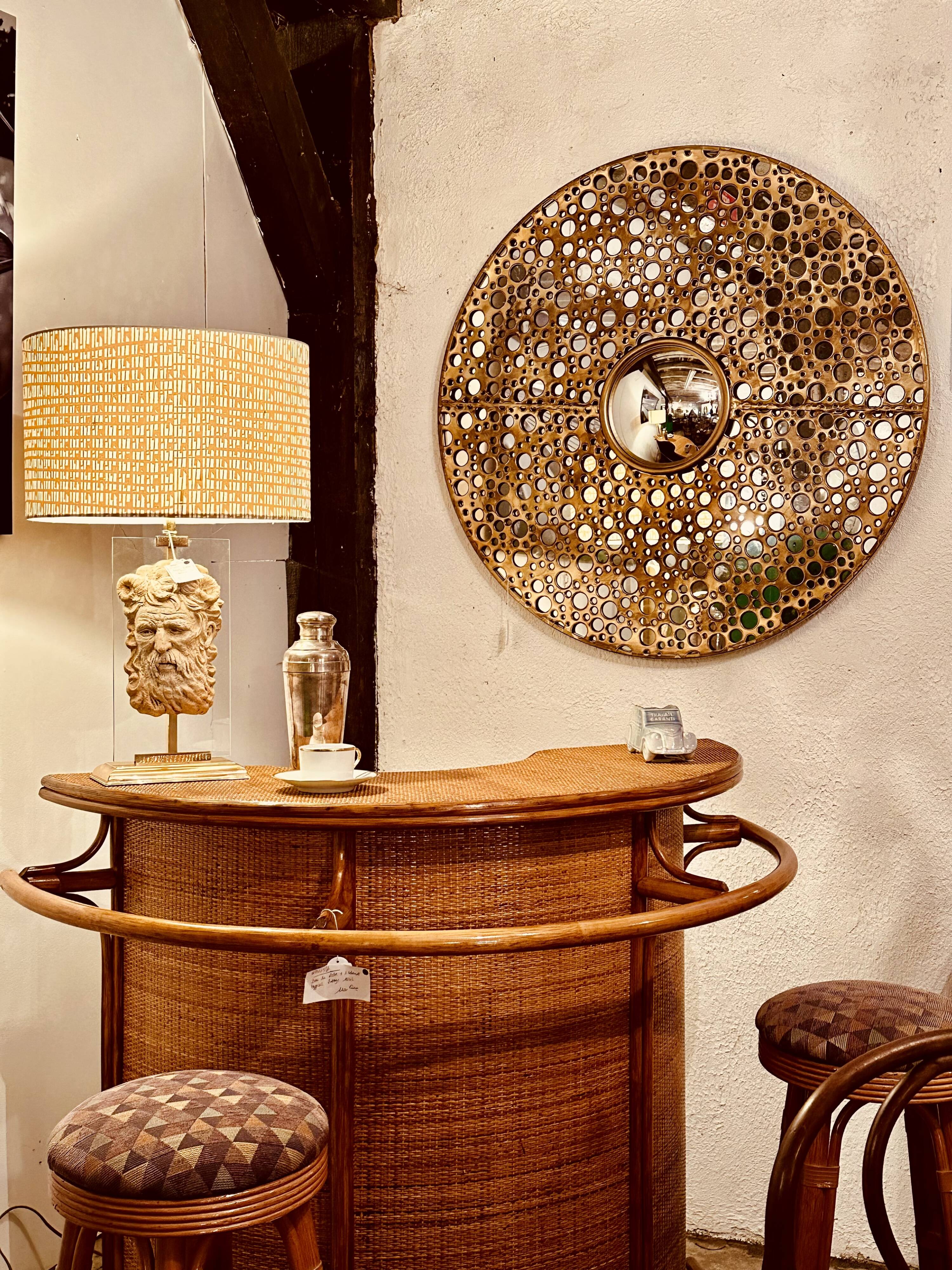 Sun mirror in gold metal Diam 100 cm