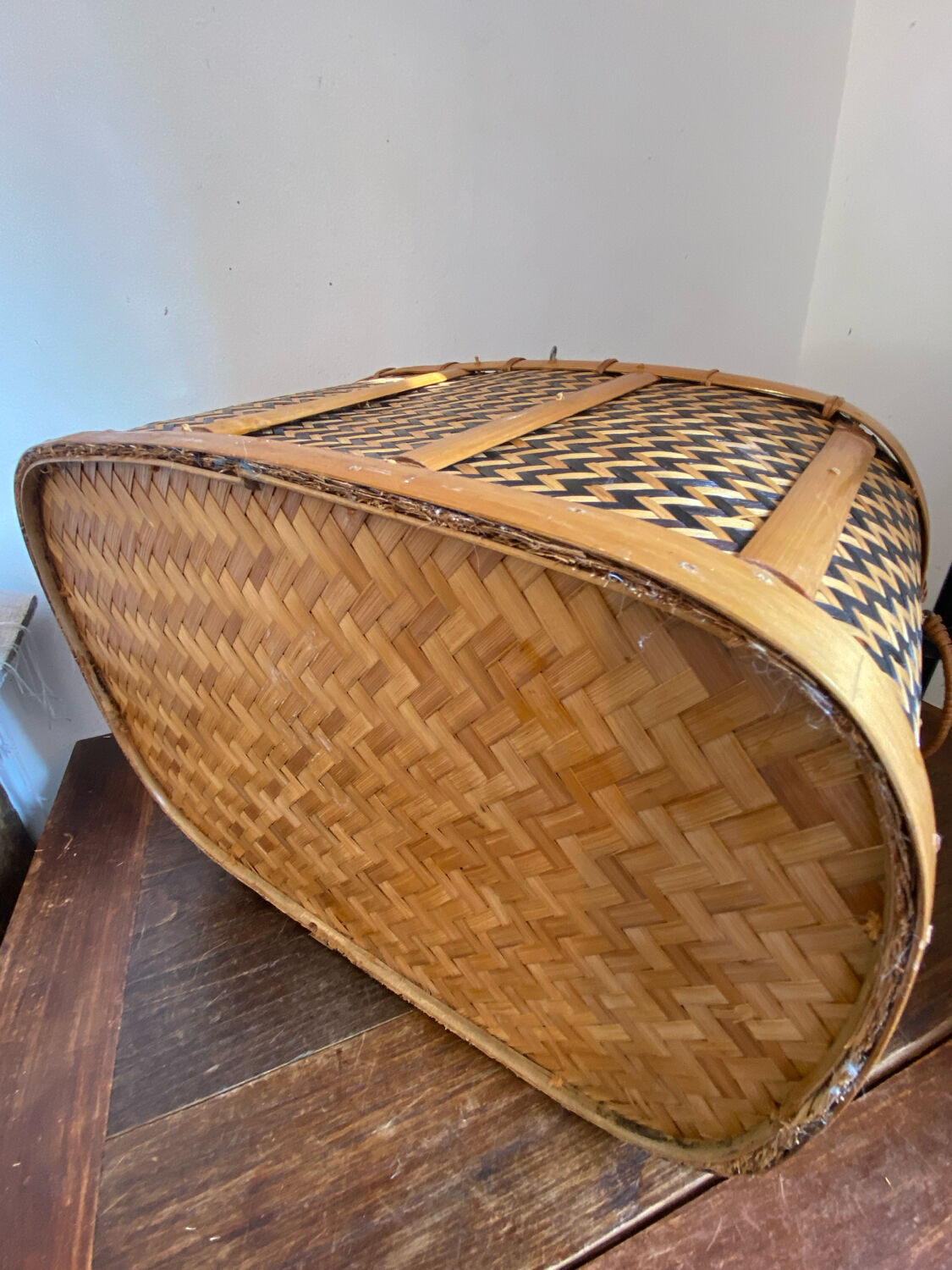 Woven bamboo storage chest