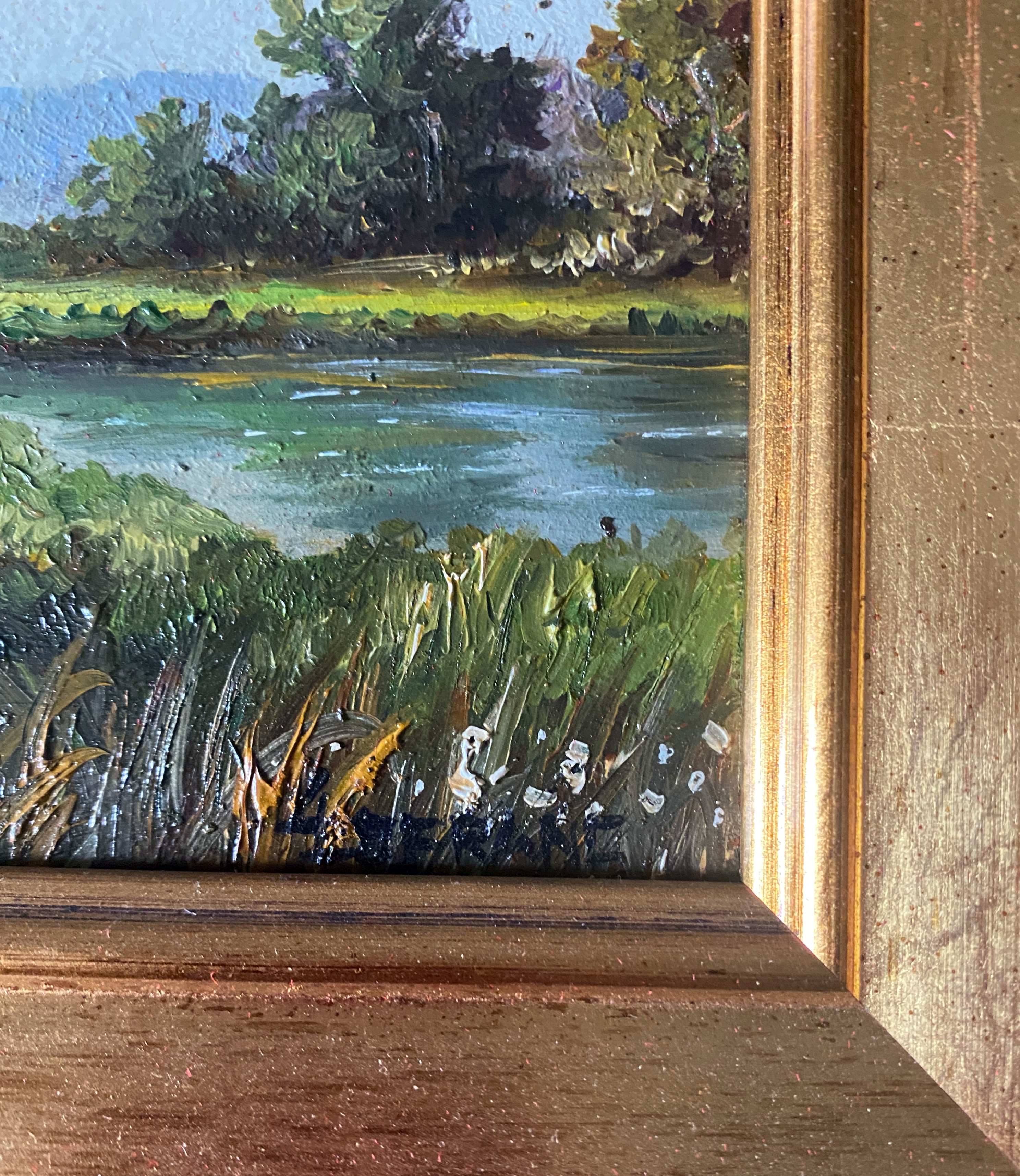 Paintings during HSP "Animated landscapes / river" signed Lefranc + frame XX°