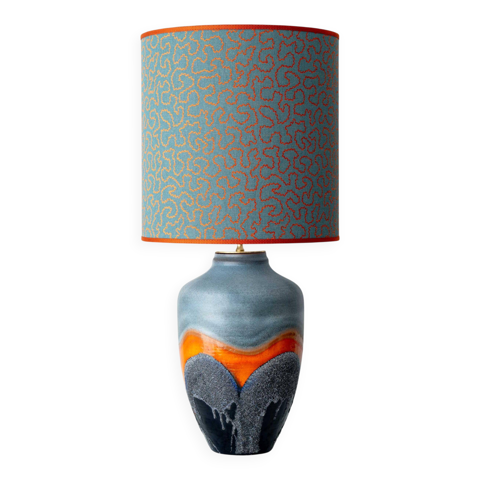 XXL Mid-Century Modern grey and orange ceramic table lamp Carstens Tönnieshof