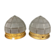 Pair of Art Deco ceiling lamps in bronze and chiseled glass