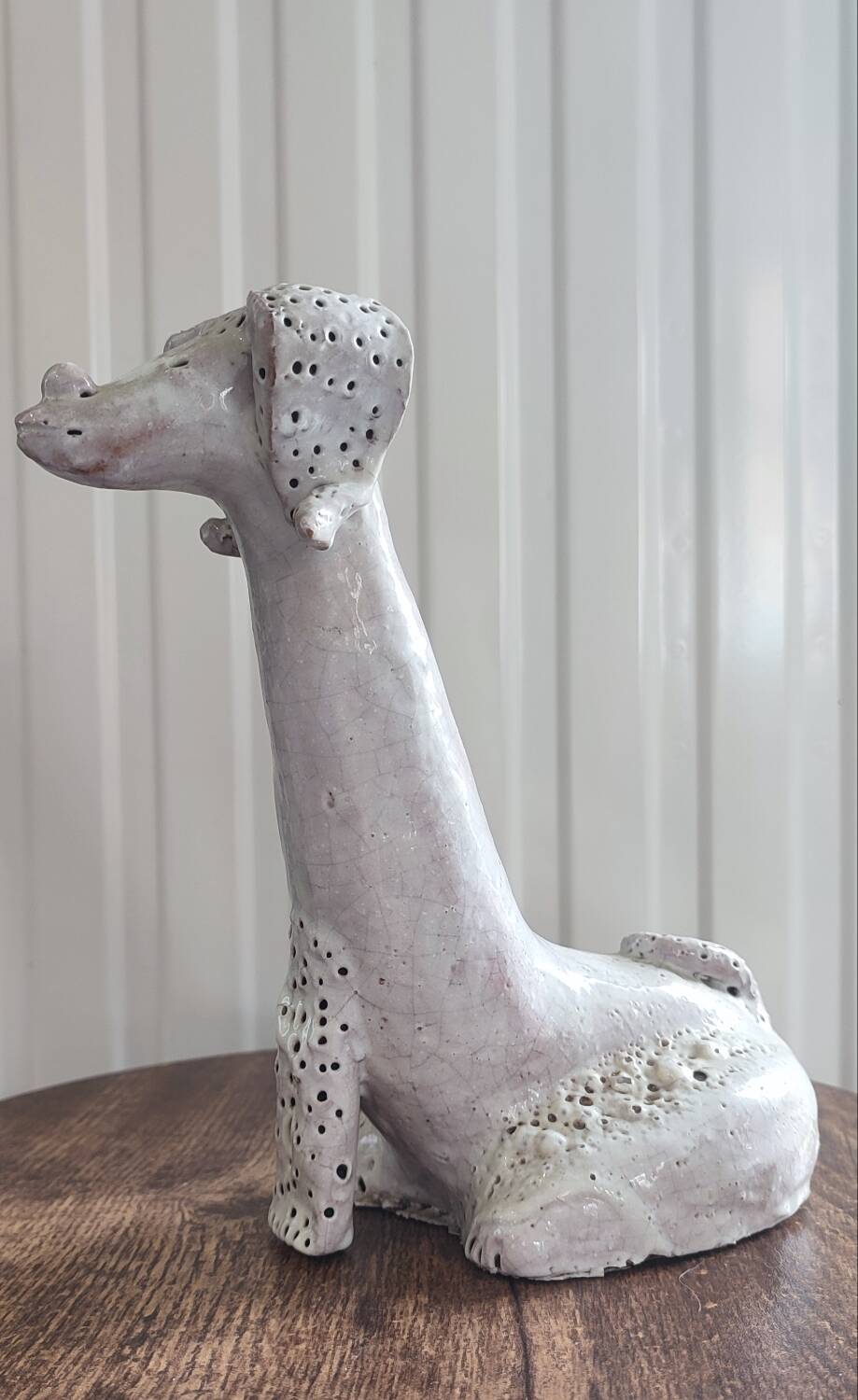 Antique zoomorphic sculpture in glazed terracotta