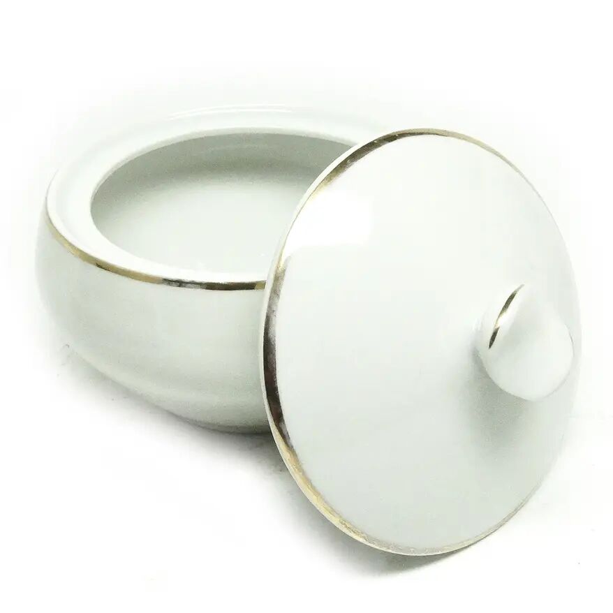 Sugar bowl, cream ceramic, Ćmielów, Poland, 1960s
