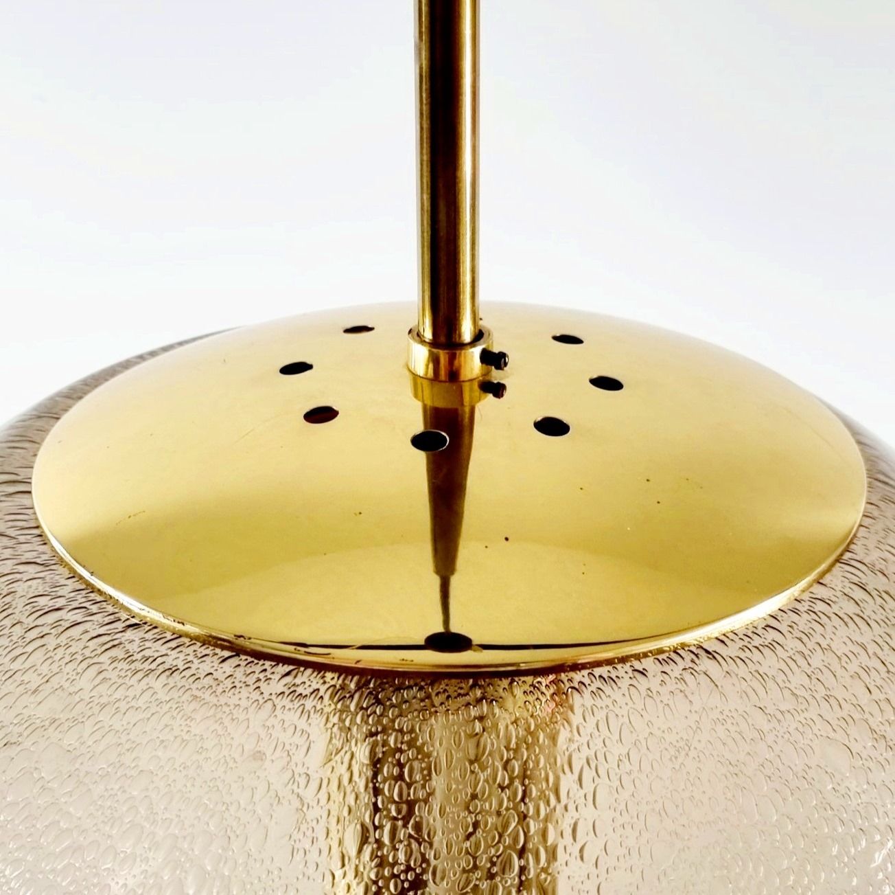 Large Mid-Century Smoked Air-Bubbled Glass Ball Ceiling Light from Limburg, Germany, 1970s