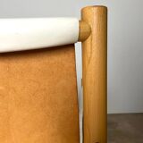 Safari armchair in white leather by Ibisco, Italian design, 1970s.