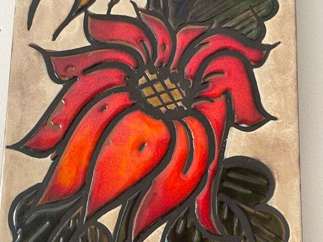 Vintage Vallauris ceramic painting "La Grange"