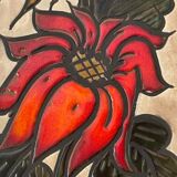 Vintage Vallauris ceramic painting "La Grange"