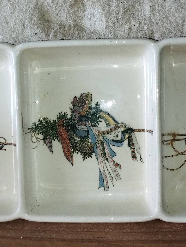Three-compartment plate in earthenware from Obernai – Alsace