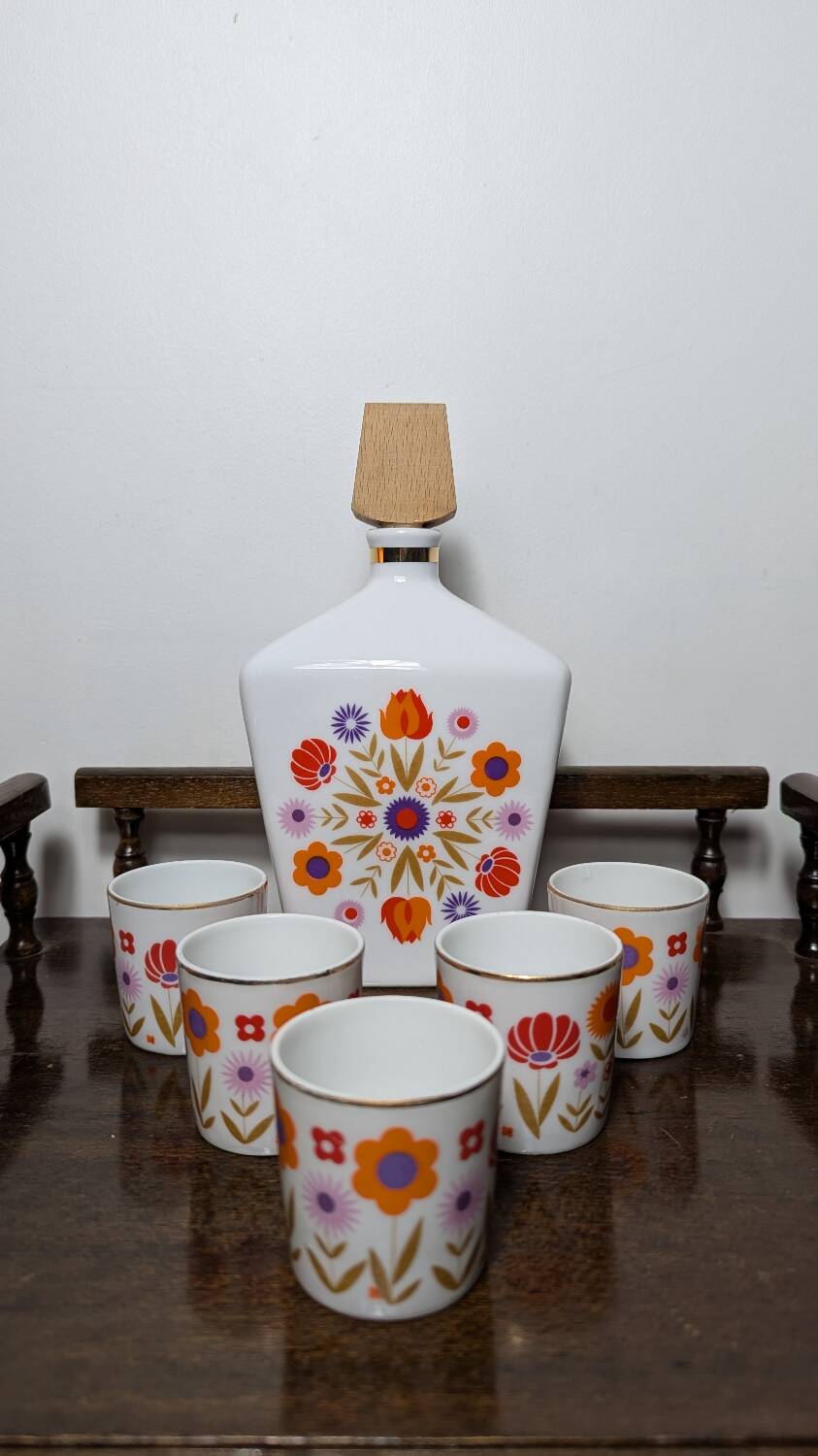 Service à liqueur fleurie 1960-70