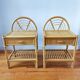 Paire de tables de chevets vintage en rotin clair