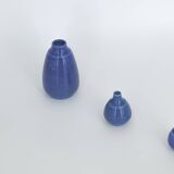 Small Mid-Century Scandinavian Modern Collectible Blue Stoneware Vase by Gunnar Borg, Set of 3