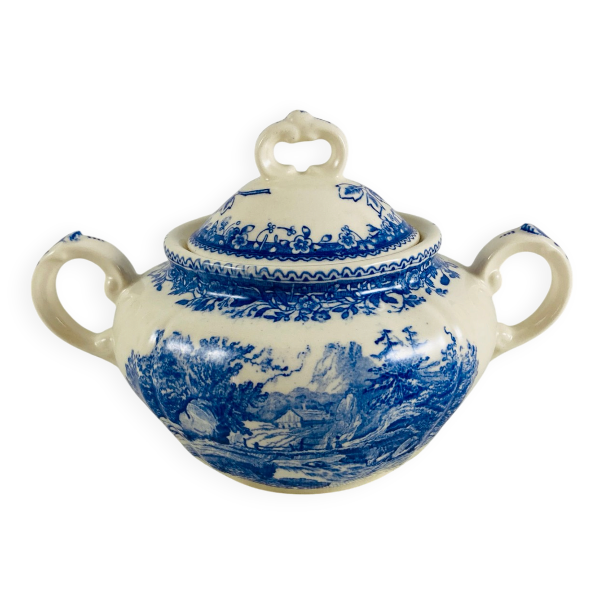 Sugar bowl with lid Villeroy and Boch Mettlach Burgenland blue