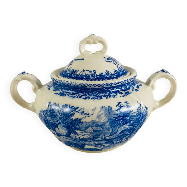 Sucrier Couvert Villeroy et Boch Mettlach Burgenland bleu