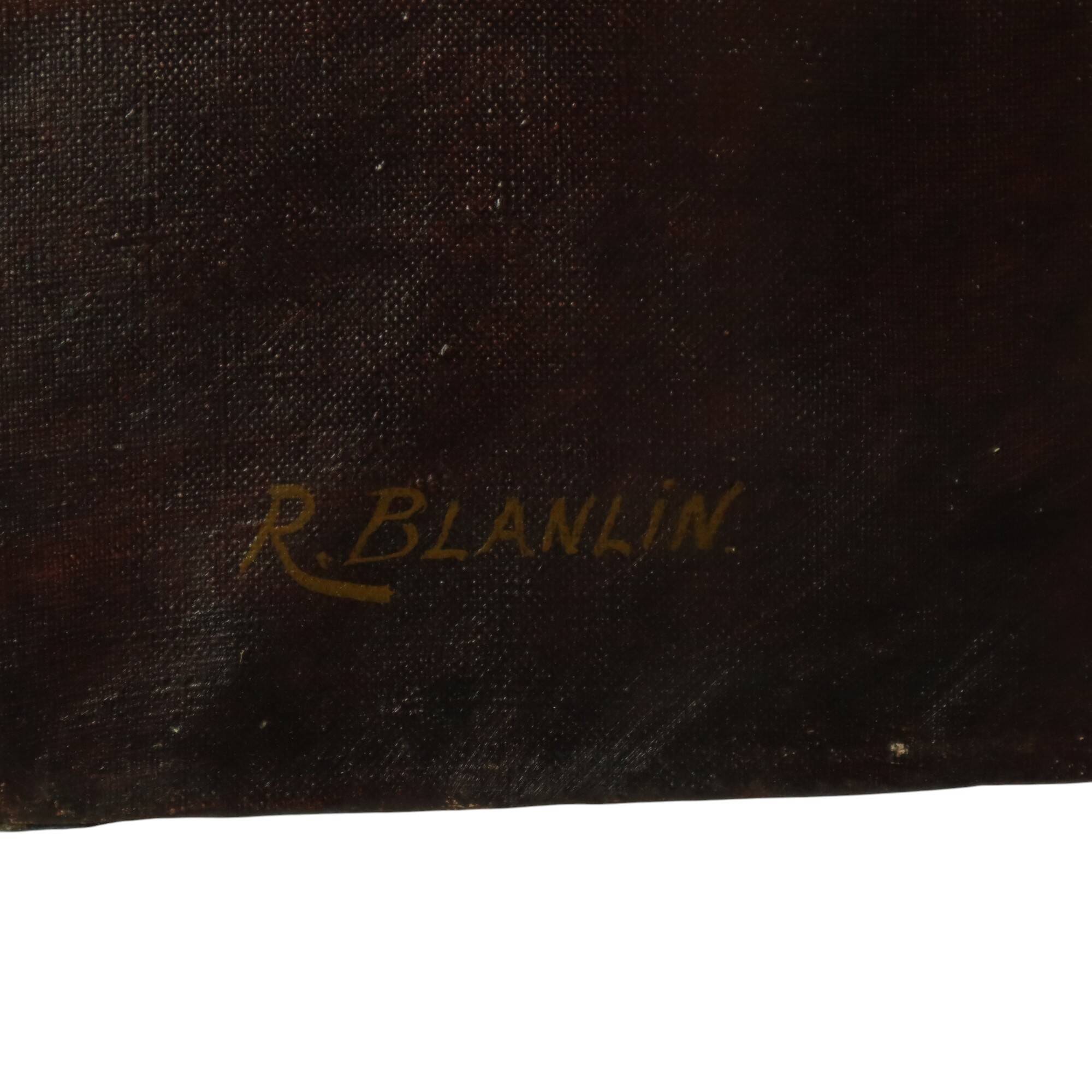 Large Floral Still Life Painting Roses Bouquet Signed R. Blanlin