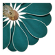 Emerald green rattan and linen flower wall light with 16 petals